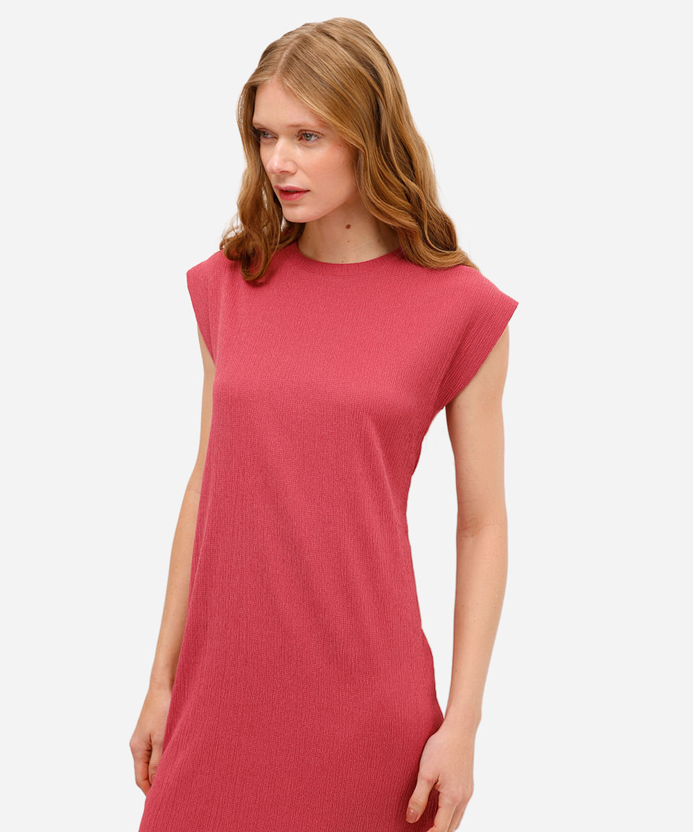 vestido midi feminino muscle tee texturizado rosa