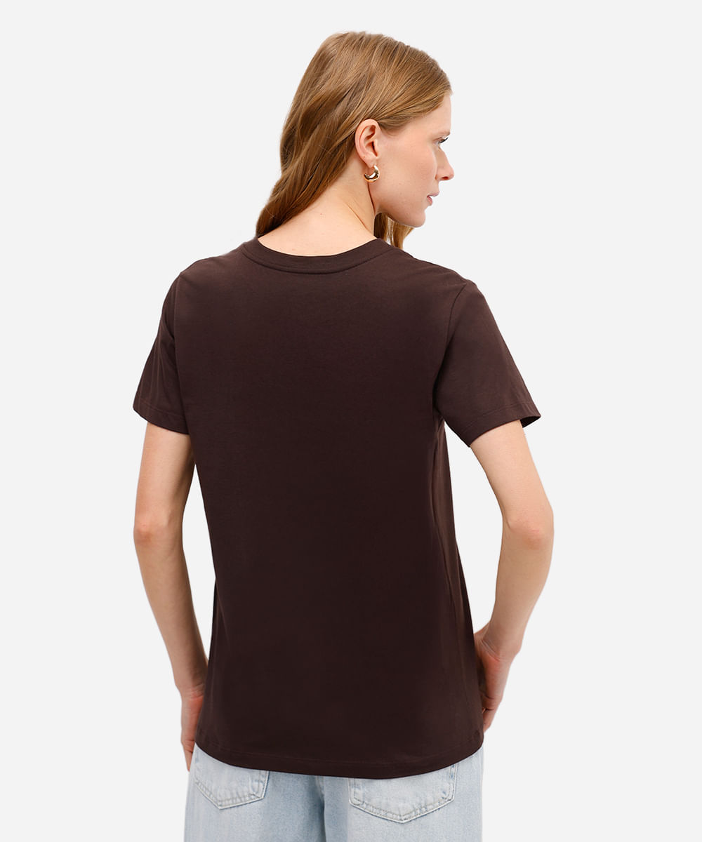 camiseta feminina de algodão garfield marrom