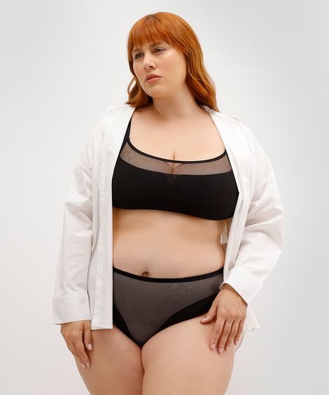 calcinha feminina biquíni plus size mindset preta