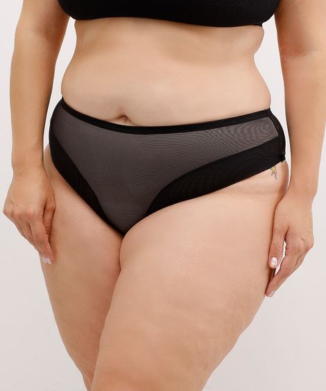 calcinha feminina biquíni plus size mindset preta