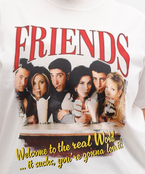 camiseta feminina de algodão friends plus size off white
