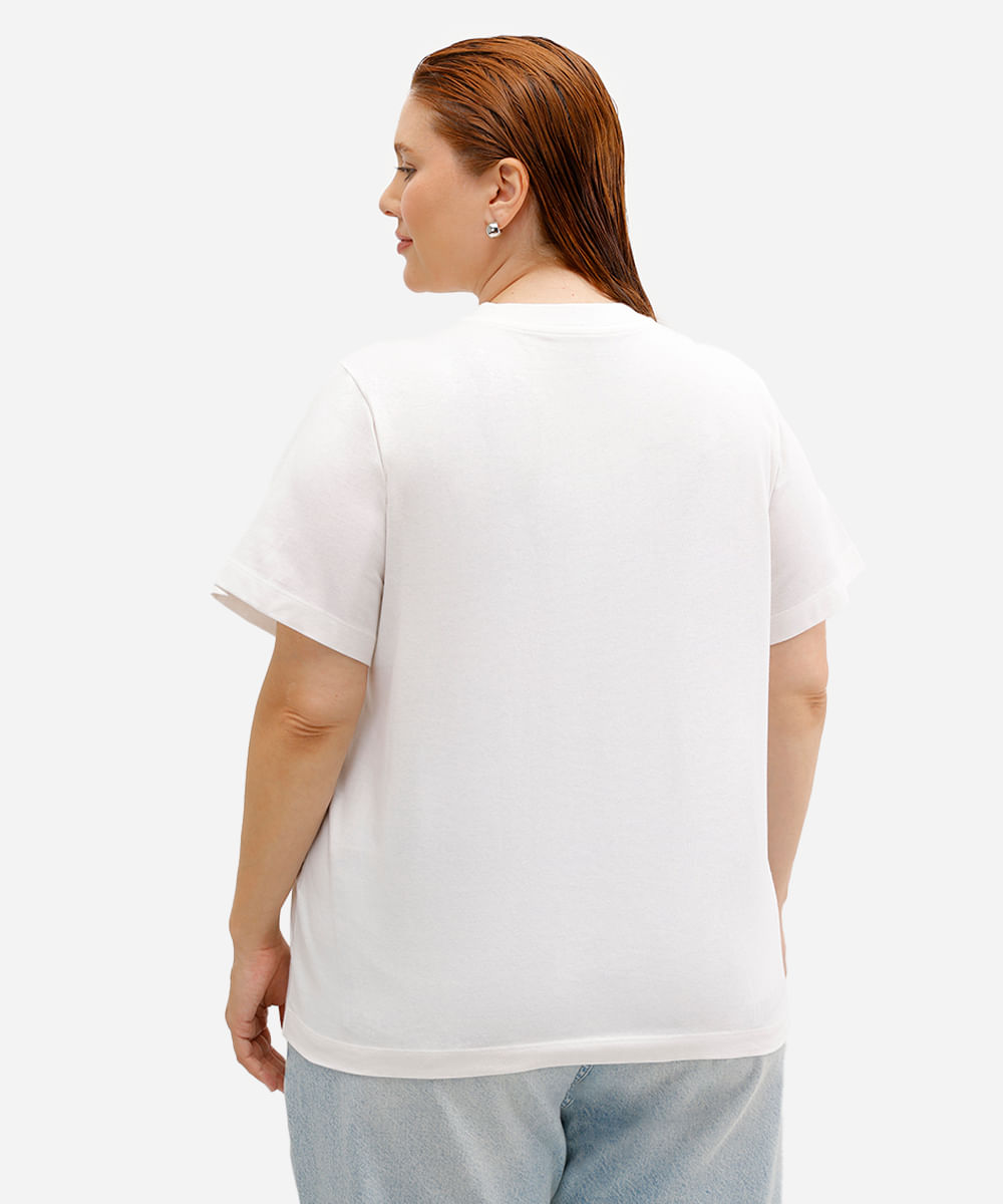 camiseta feminina de algodão friends plus size off white