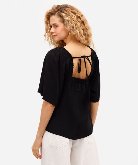 blusa feminina de viscose decote quadrado preta
