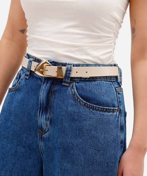 cinto feminino fivela orgânica bege