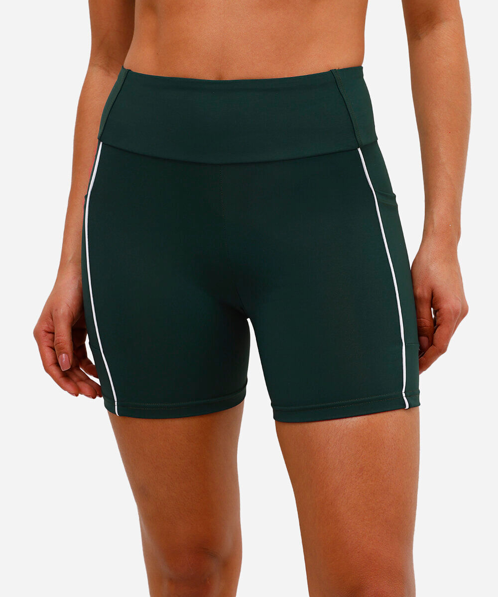 bermuda feminina esportiva com nervura verde
