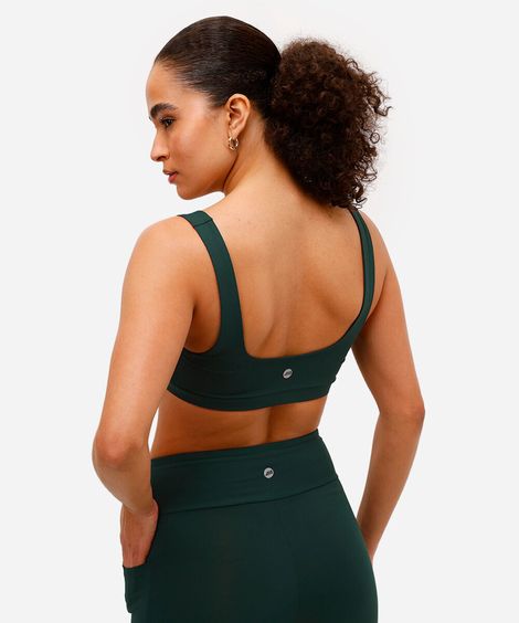top feminino esportivo decote quadrado verde