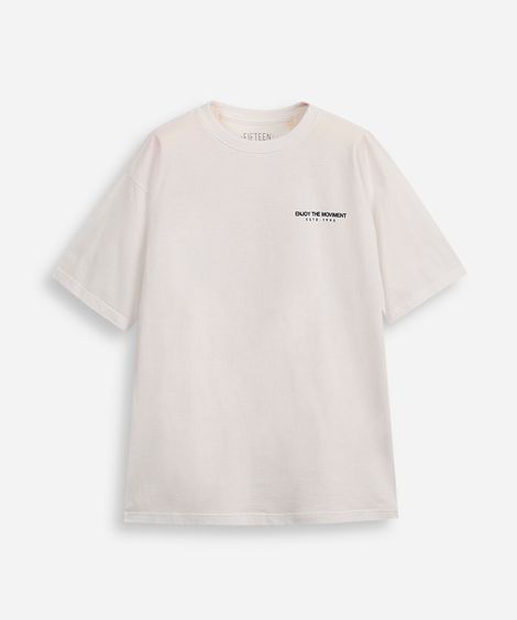 camiseta comfort juvenil de algodão enjoy the moviment off white