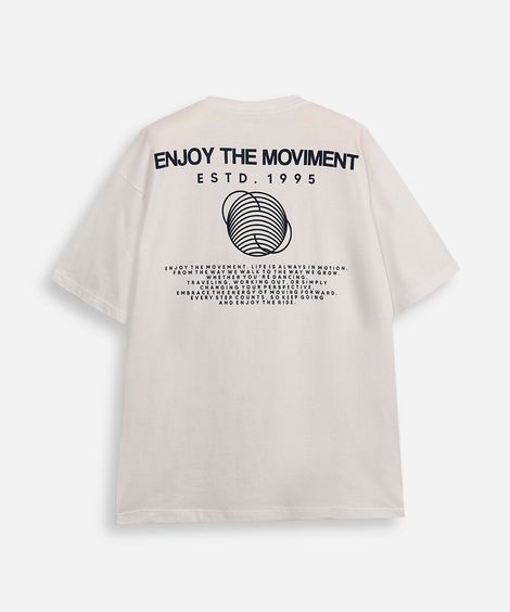 camiseta comfort juvenil de algodão enjoy the moviment off white