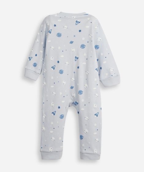 macacão longo de algodão infantil galáxia azul