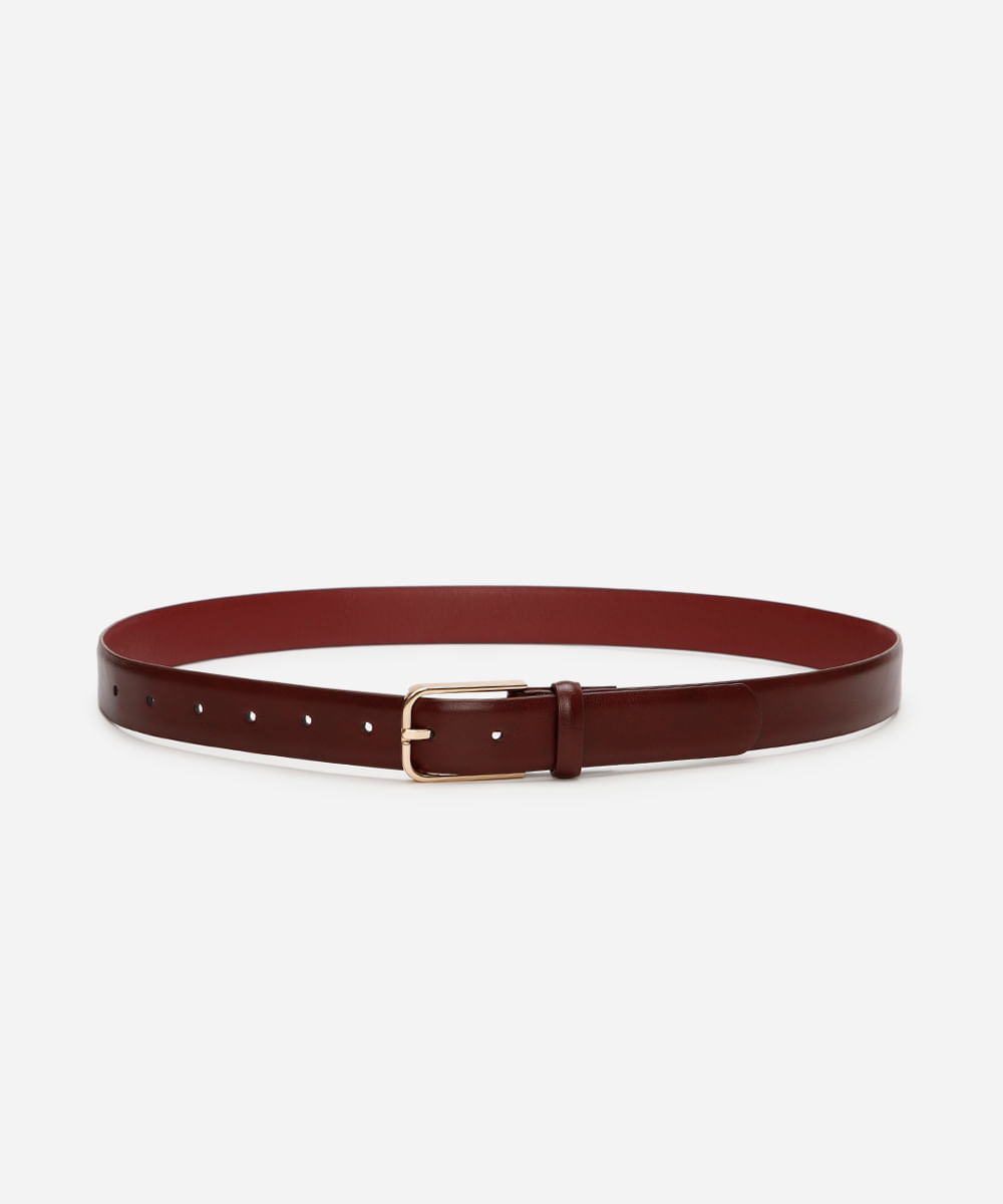 cinto feminino fivela retangular vinho
