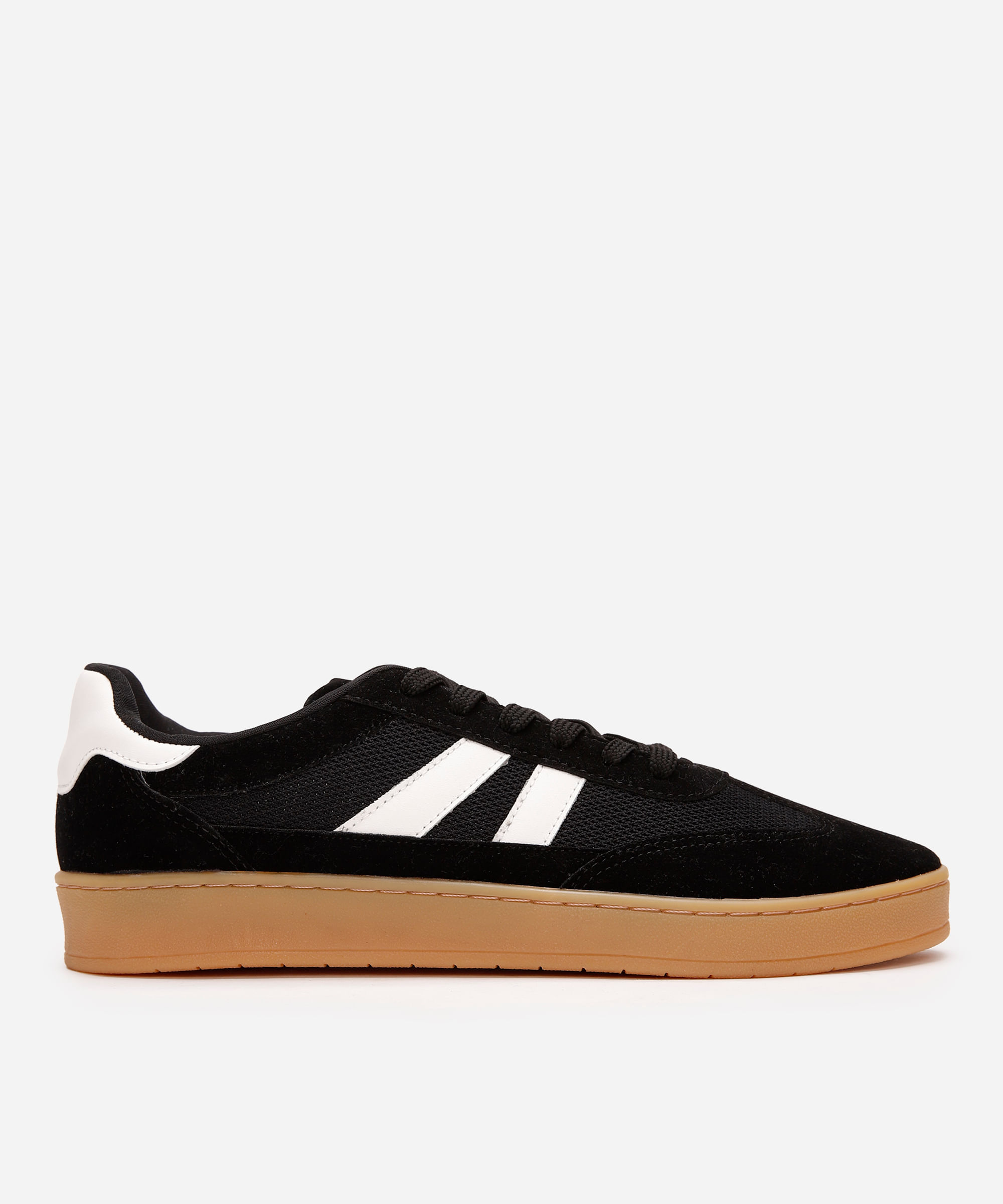 tênis casual masculino com recortes texturizado preto
