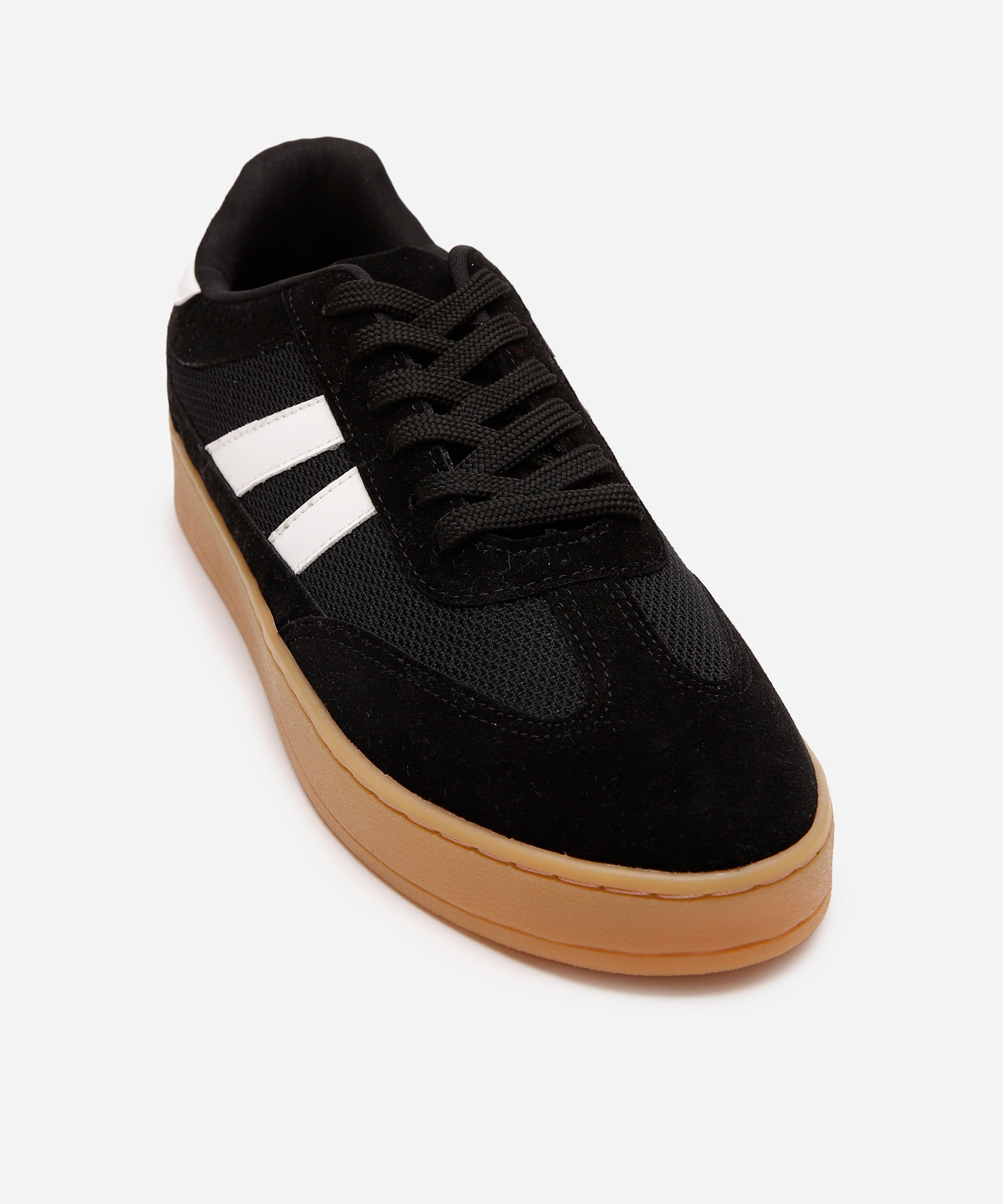 tênis casual masculino com recortes texturizado preto