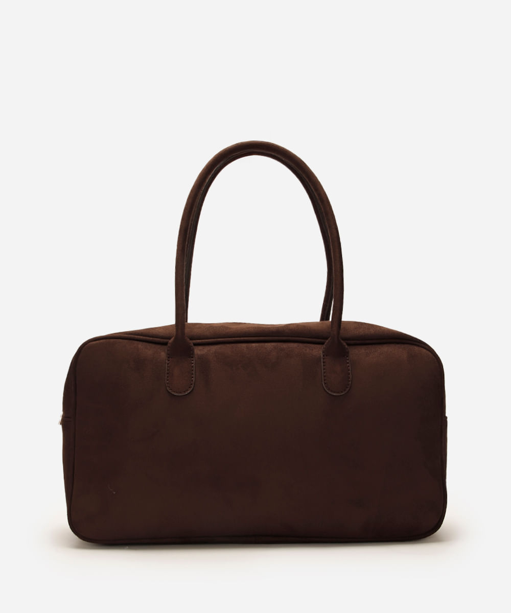 bolsa baú de suede mindset marrom