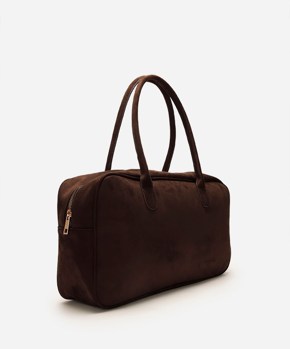 bolsa baú de suede mindset marrom