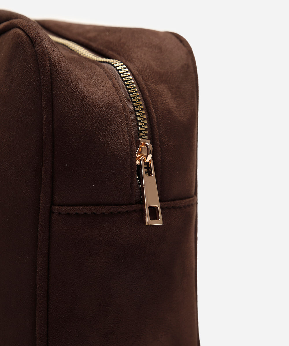 bolsa baú de suede mindset marrom