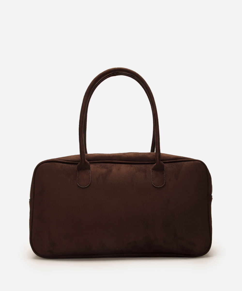 bolsa baú de suede mindset marrom