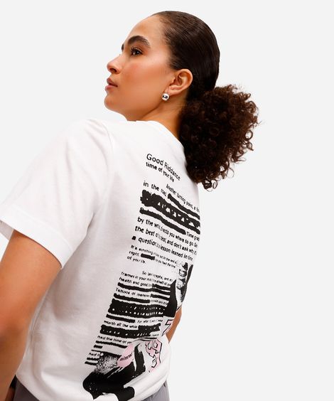 camiseta feminina de algodão green day off white