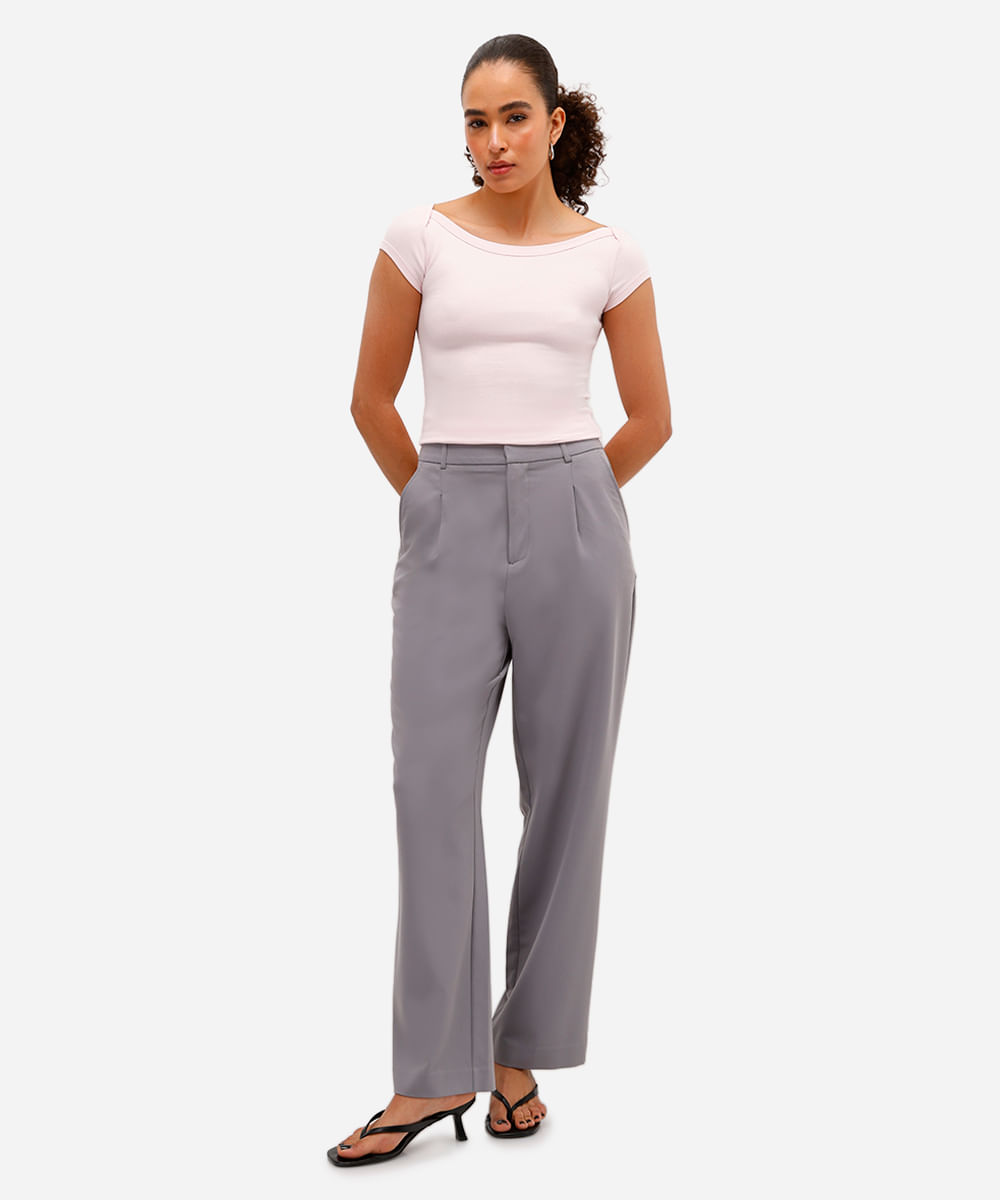 blusa feminina de algodão decote canoa rosa