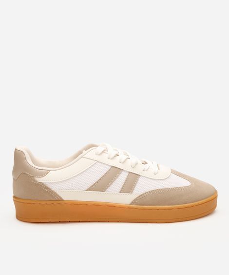 tênis casual masculino com recortes texturizado off white
