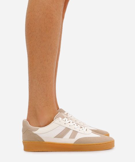 tênis casual masculino com recortes texturizado off white