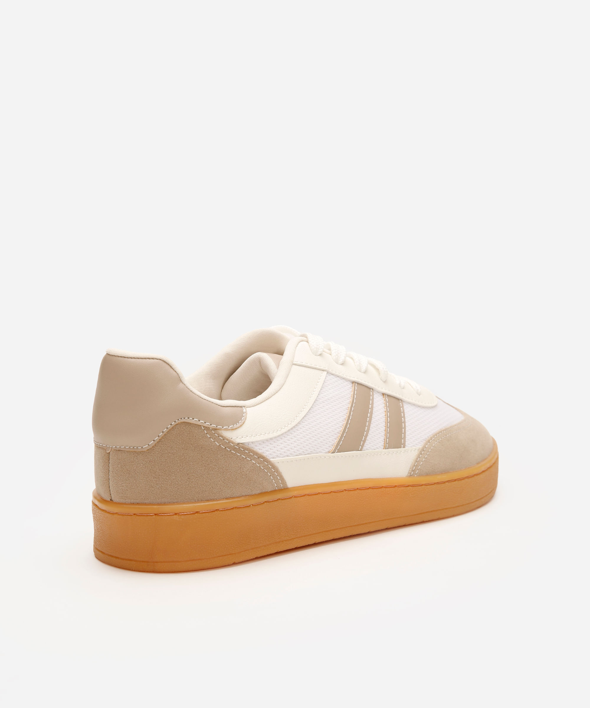 tênis casual masculino com recortes texturizado off white