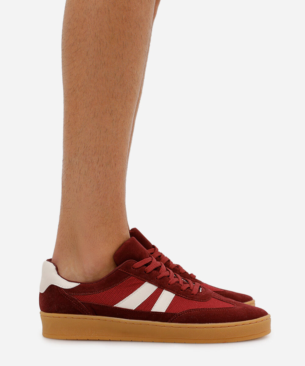 tênis casual masculino com recortes texturizado ace vinho