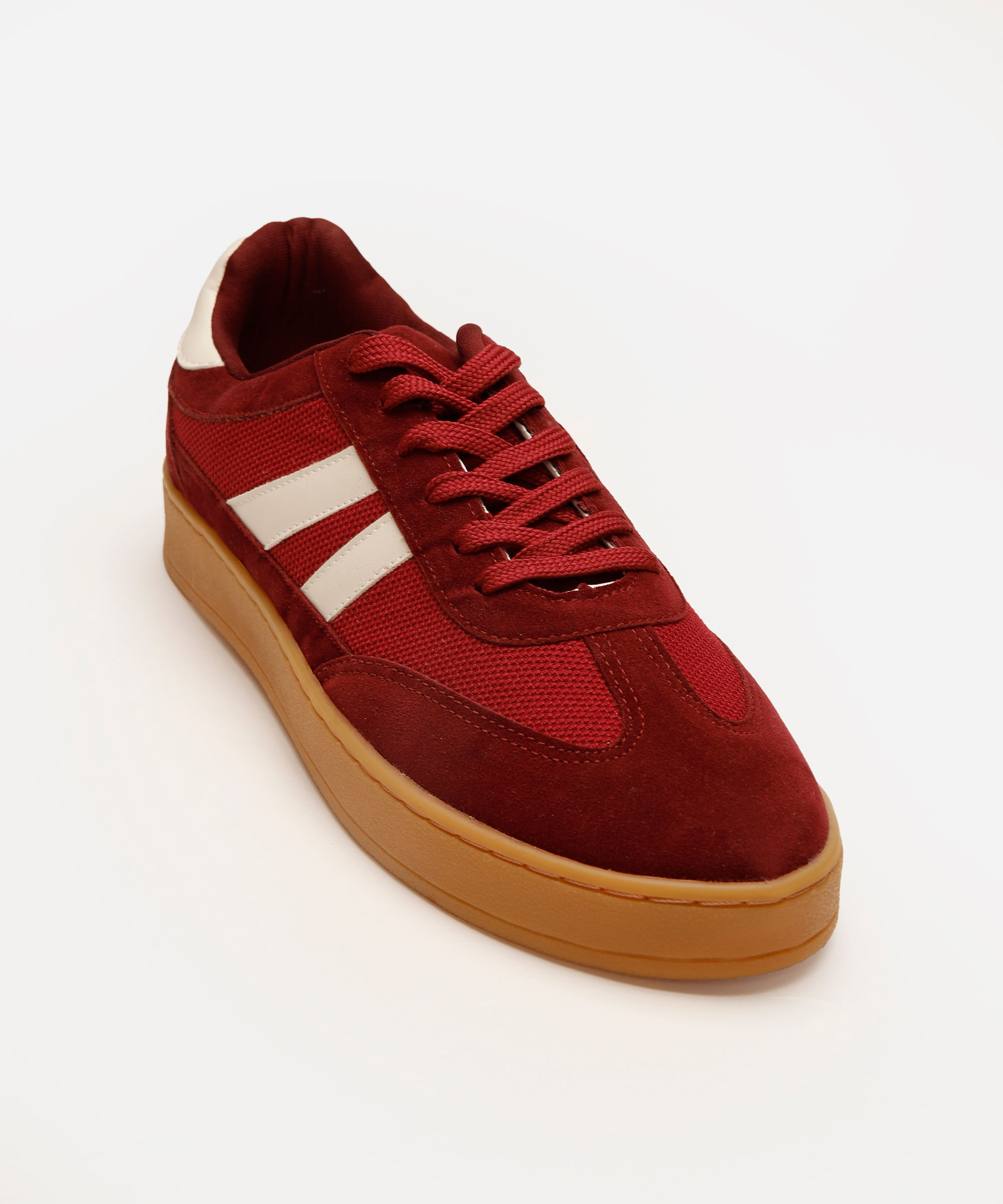 tênis casual masculino com recortes texturizado ace vinho