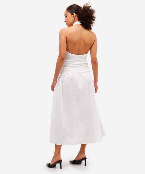 vestido midi feminino frente única de algodão off white