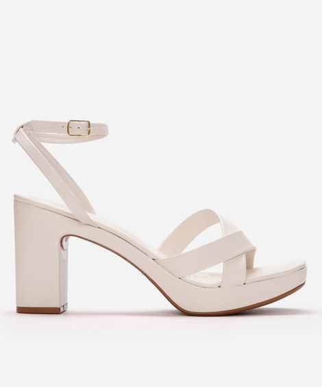 sandália feminina salto alto meia pata oneself - off white