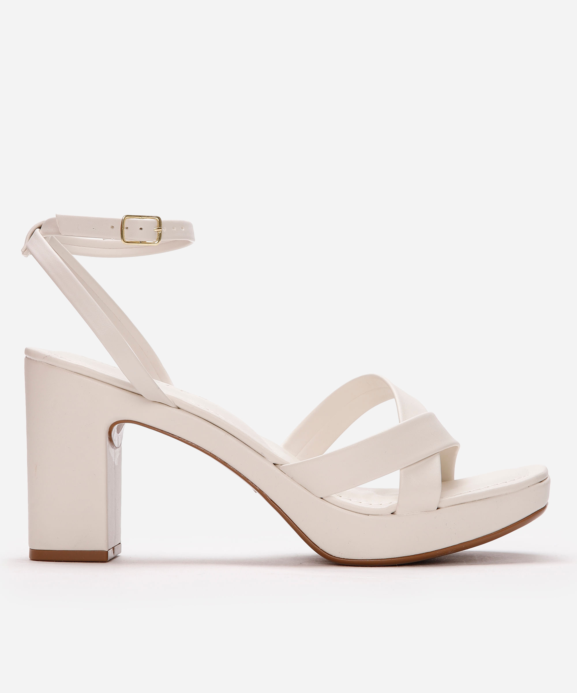 sandália feminina salto alto meia pata oneself - off white