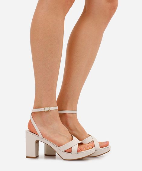 sandália feminina salto alto meia pata oneself - off white