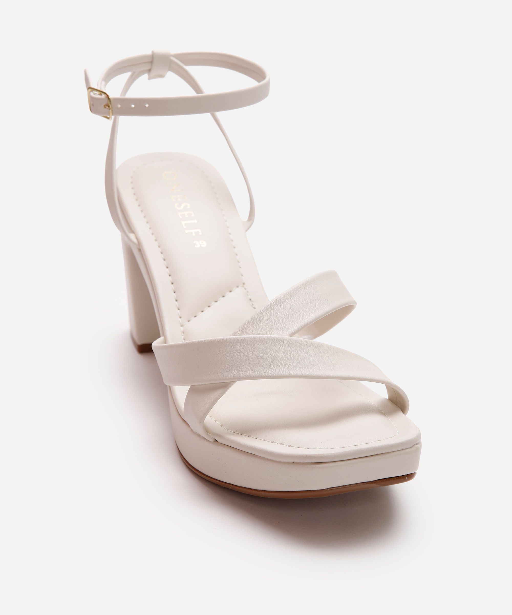 sandália feminina salto alto meia pata oneself - off white