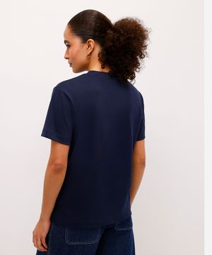 camiseta básica feminina de algodão peruano azul