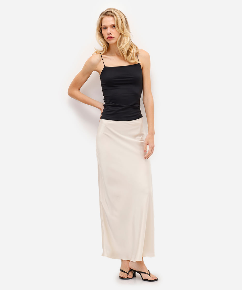 blusa feminina de poliamida alça fina preto