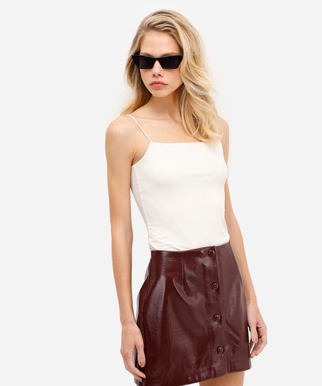 blusa feminina de poliamida alça fina off white