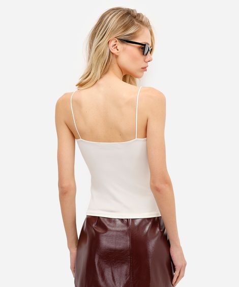 blusa feminina de poliamida alça fina off white