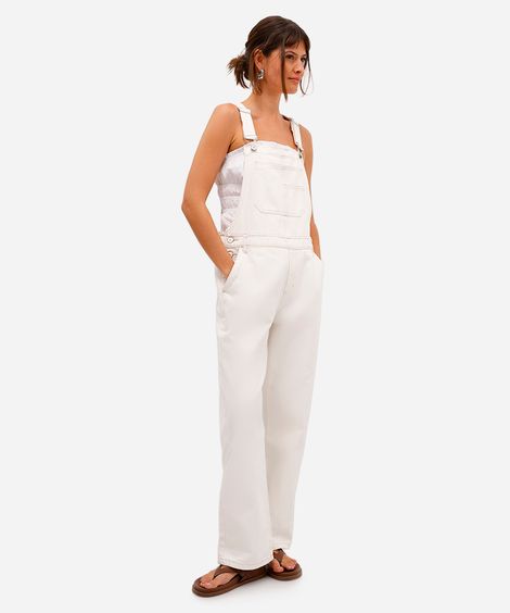 jardineira feminina de sarja off white