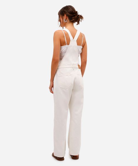 jardineira feminina de sarja off white