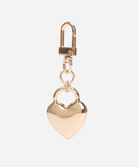 chaveiro bag charm em metal coração dourado