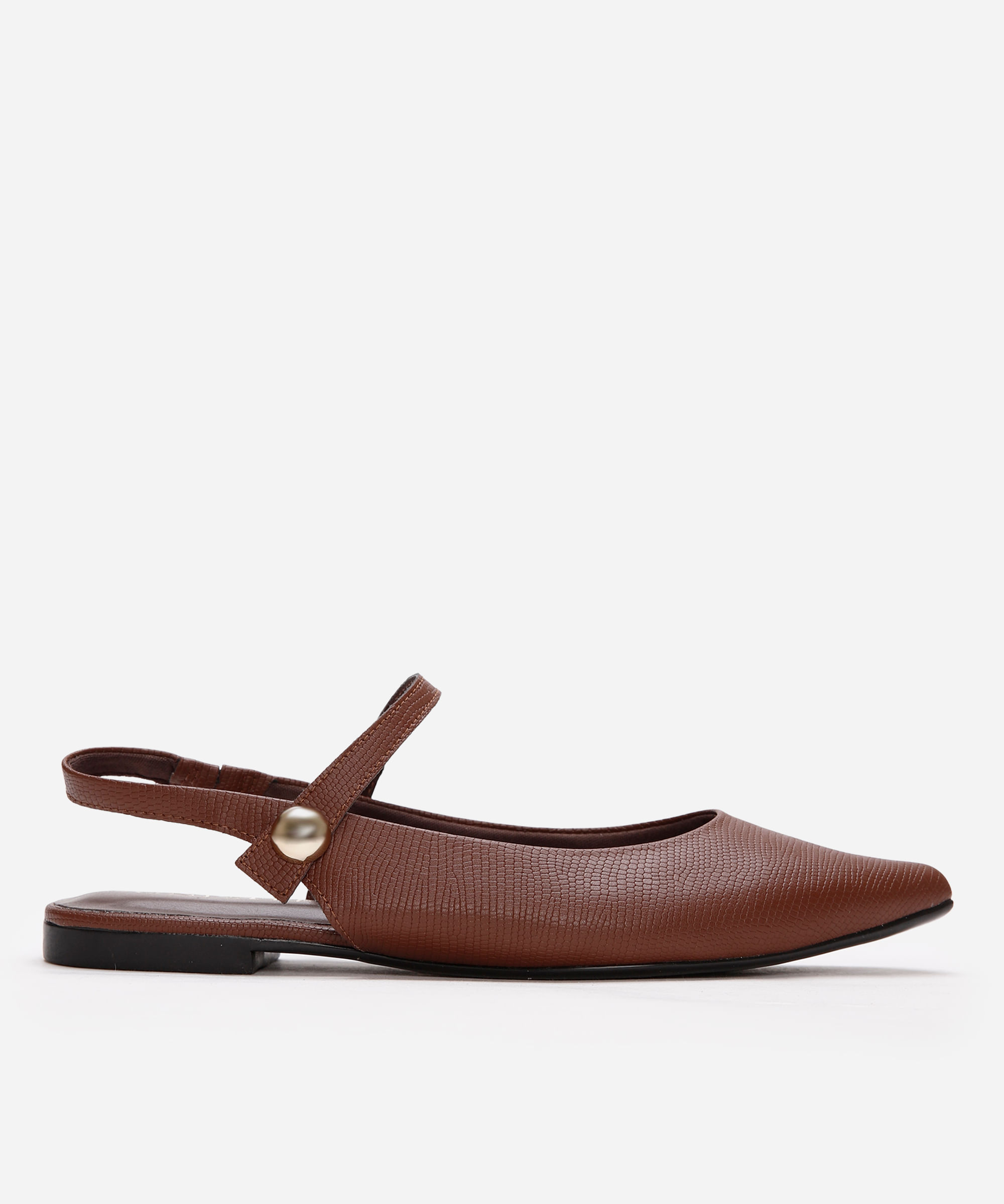 sapatilha boneca bico fino texturizada oneself marrom