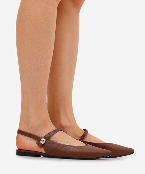 sapatilha boneca bico fino texturizada oneself marrom