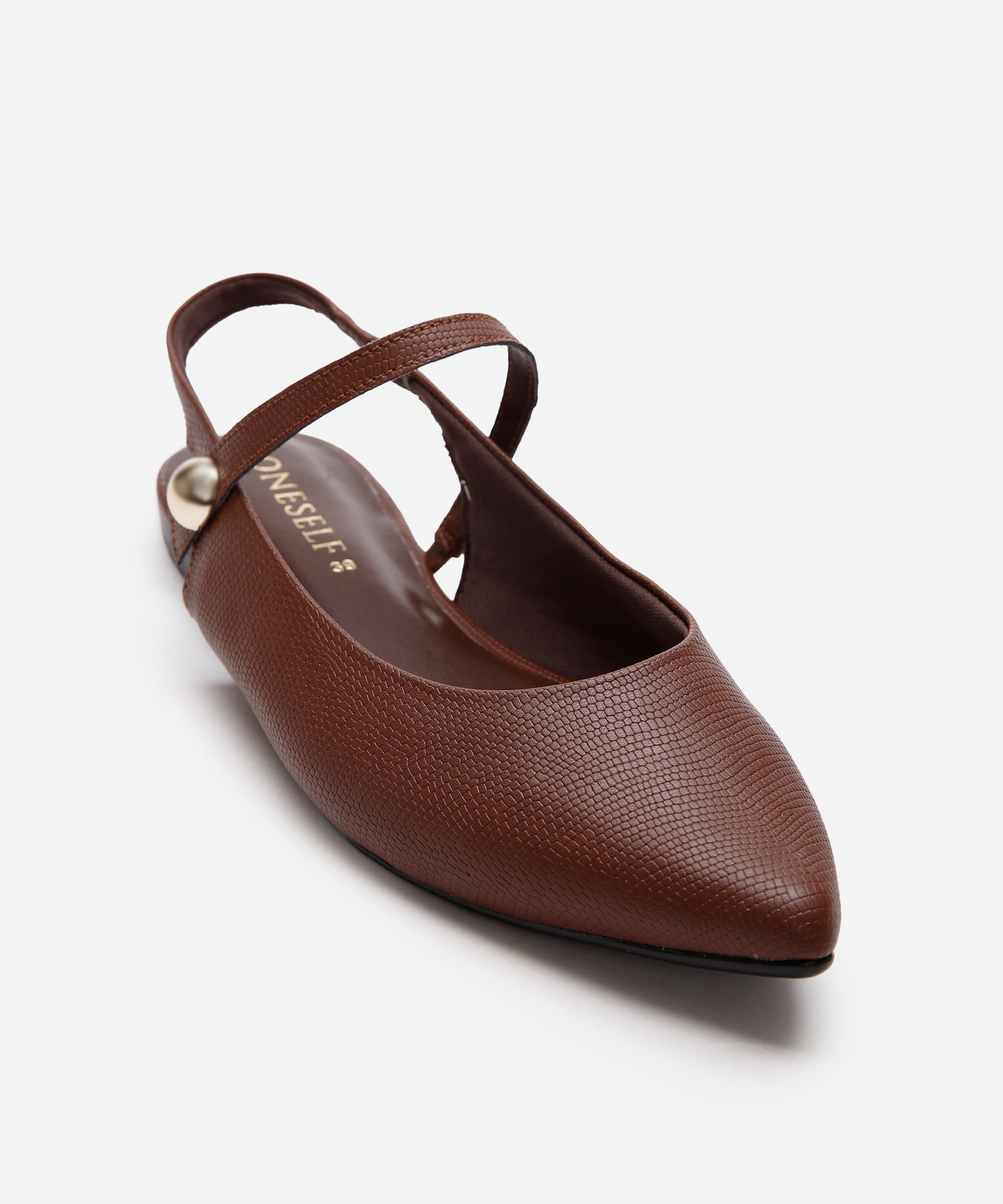 sapatilha boneca bico fino texturizada oneself marrom