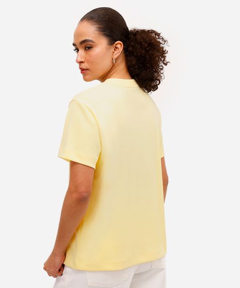 camiseta comfort feminina de algodão peruano interlock amarela