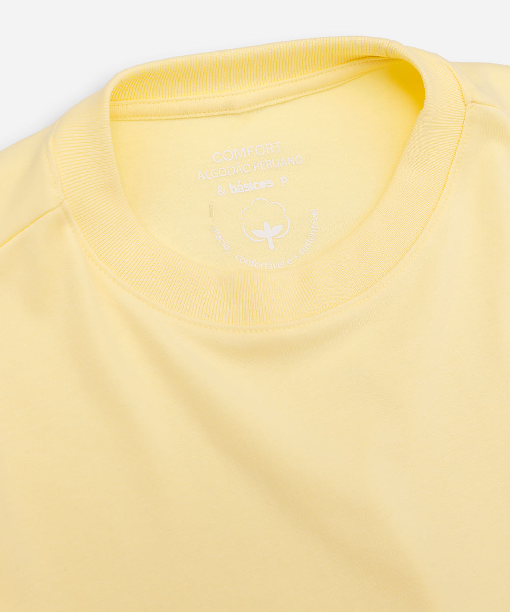 camiseta comfort feminina de algodão peruano interlock amarela