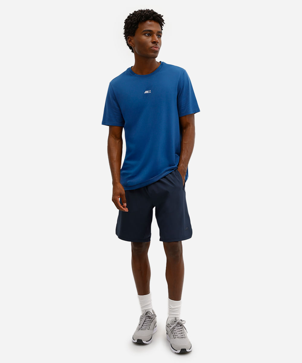 short masculino esportivo com recortes azul