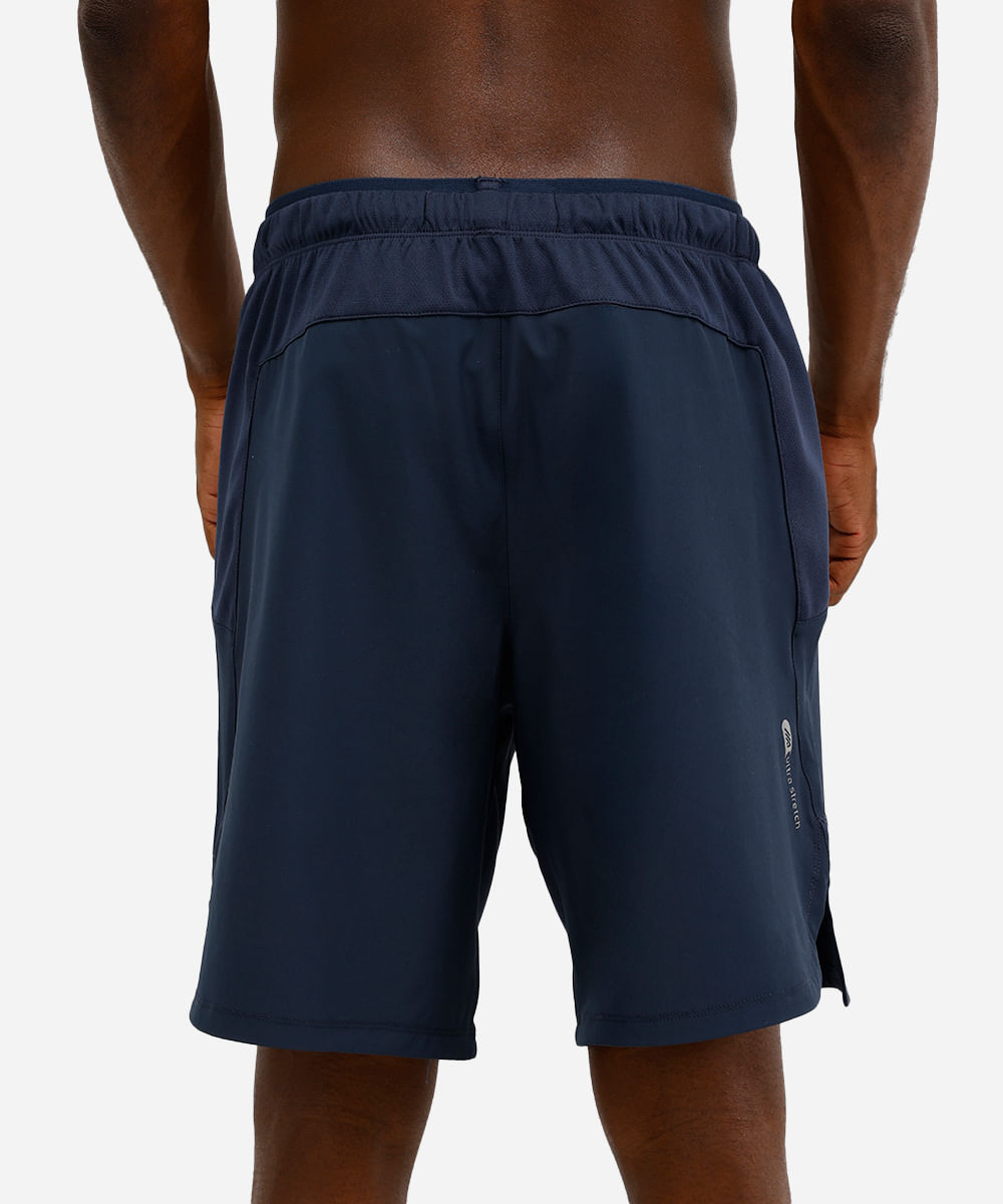 short masculino esportivo com recortes azul