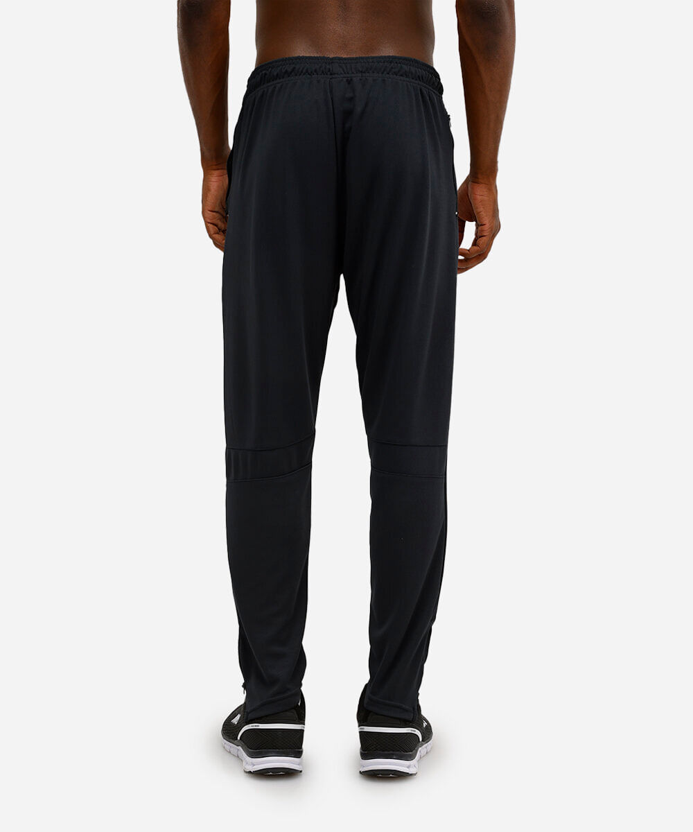 calça slim com recorte elástico e zíper esportiva preta