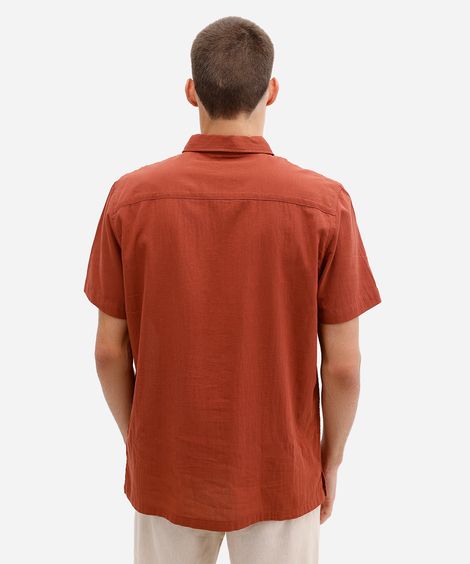 camisa masculina de algodão manga curta com bolso vermelha