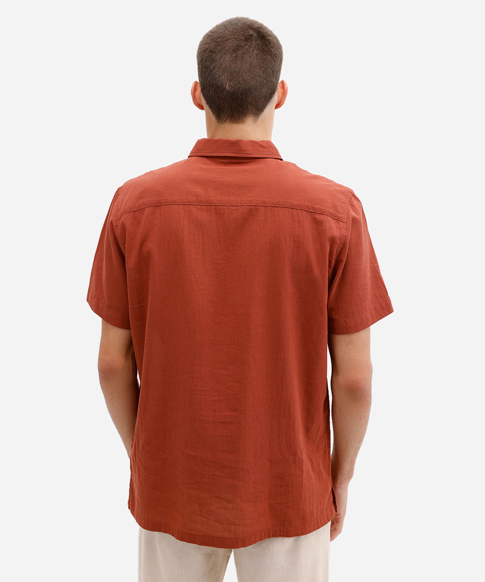 camisa masculina de algodão manga curta com bolso vermelha