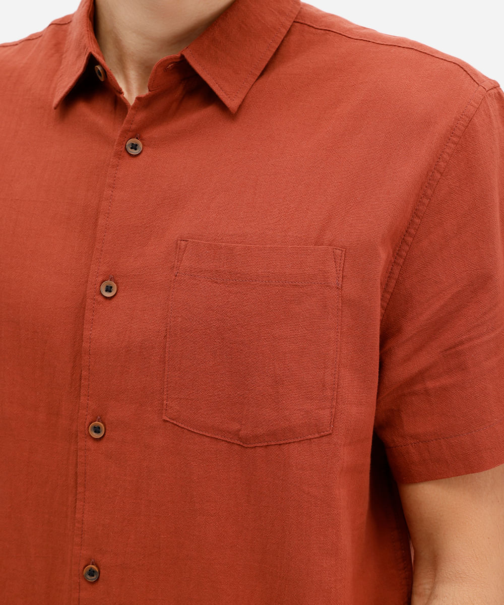 camisa masculina de algodão manga curta com bolso vermelha